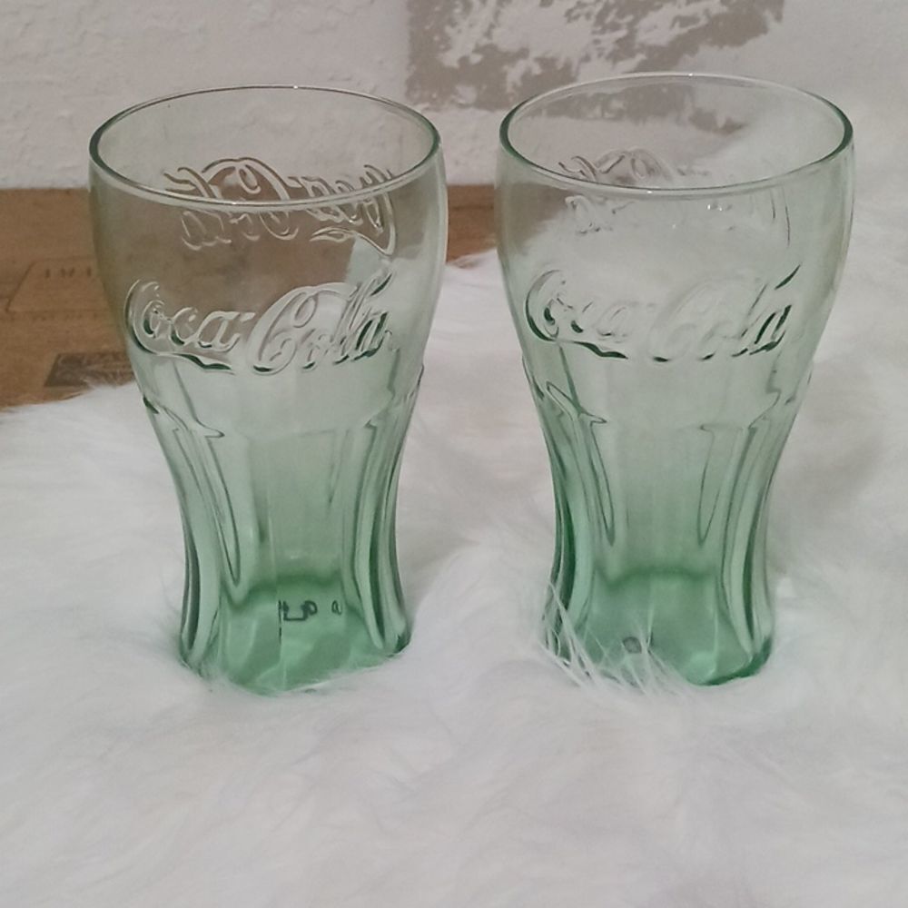 Pair of vintage green glass Coca Cola